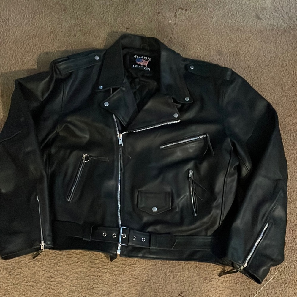 Leather Jacket Color Black Size Men’s 56